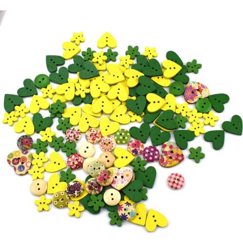 500PCS Mixed Style 2 Holes Wood Buttons for Clothes Sewing Craft Scrapbooking Handicraft Buttons DIY Apparel Accessories