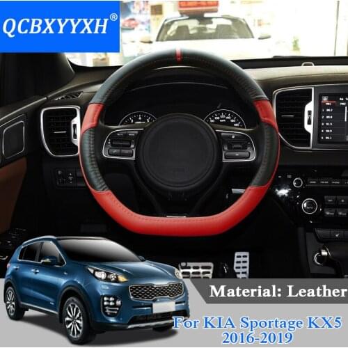 QCBXYYXH Car Styling For KIA Sportage KX5 2016-2019 Steering Wheel Covers Leather steering-wheel Cover Interior accessory