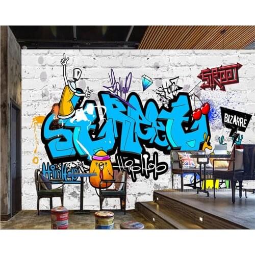Beibehang Custom fashion stereo wallpaper music graffiti ink brick wall interior background papel de pared 3D wall Paper Behang