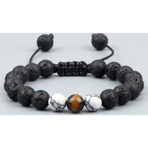 Tiger Eye Beads Bracelet 8MM Lava Matte Mens Gorgeous Semi-Precious Black Onyx Braided Bracelets Women Bangle Jewelry Gift New