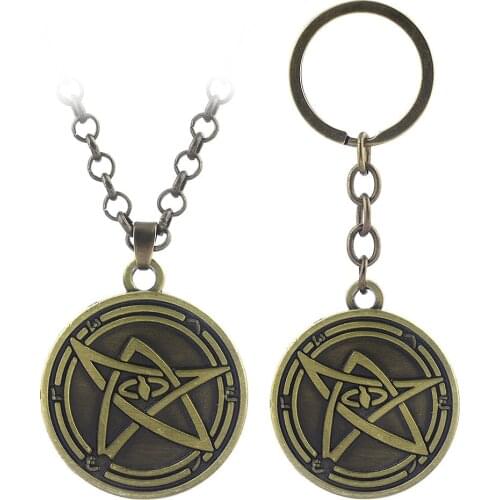 Howard Phillips Lovecraft Cthulhu Mythos Necronomicon Star Elder Sign Amulet Alloy Keychain Keyring Key Chain Pendant Necklace