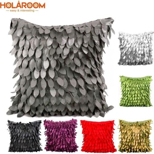 42x42CM 3D Leaves Sofa Cushion Covers 3D Leaf Decor Pure Color Pillowcase Wedding Party Home Sofa Decorative Throw Pillows Case