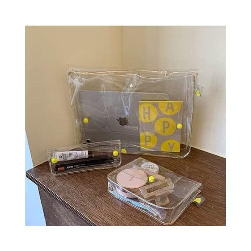 Tablet case Ins Korean Transparent File Pocket PVC Waterproof Oil Proof Pen Bag Portable Storage Bag school Pencil Case 13inch