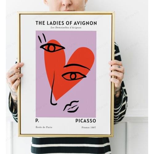 The Ladies of Avignon, Picasso Art Print, Exhibition Poster, Museum Poster, Wall Art, Pink Purple Red Print, Mid Century Modern