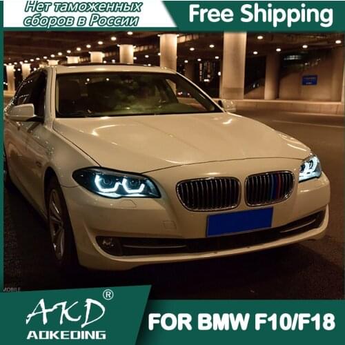 For Car BMW F10 F18 Headlights 2011-2017 DRL Day Running Light LED Bi Xenon Bulb Fog Lights Car Accessory F10 F18 Head Lamp