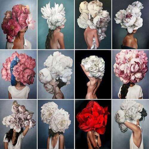 Oil Painting By Numbers "The Art of Hair and Flowers"Drawing on Canvas HandPainted Art Gift DIY Picture By Number Kits