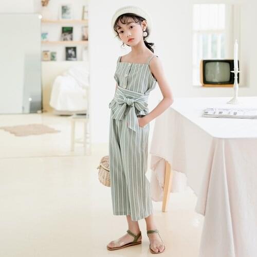 Two Piece Summer Girls' Sling New 2021 Girls' Striped Top + Pants Kids Clothes Girls Baby Girl Clothes
