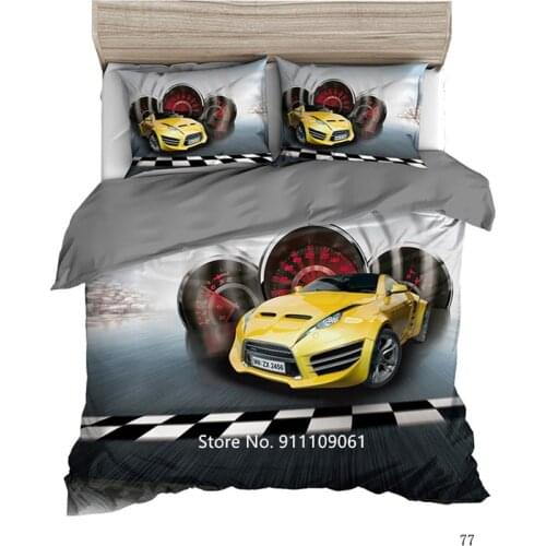 Handsome Children Home Textile Cartoon Yellow Red Motorcycle Bedding Boy Room Decoration Down Quilt Cover Pillowcase Luxury Gift