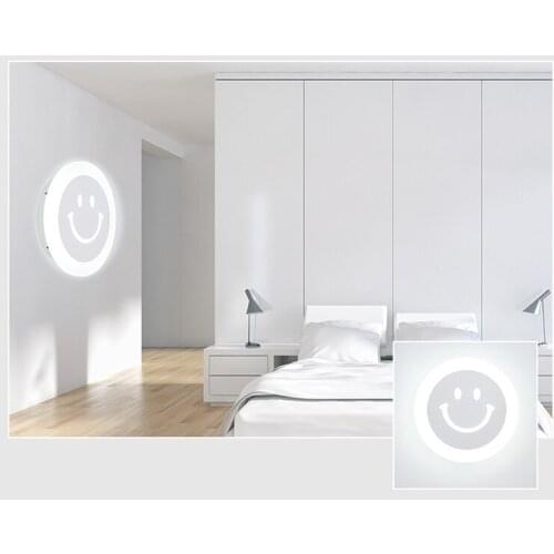 Creative Cute Warm Round Smiley Face Led Wall Lamp