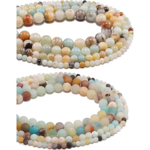 Round Amazonite Amazon Beads Natural Stone 4-12mm Strand Loose Beads 15" Bracelet Necklace for Jewelry Making Gem Accessory
