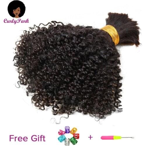 CURLYPARK Curly Park Kinky Curly Remy Human Braiding Hair Bulk No Weft Extensions 100g 1-2-3 Bundles Human hair