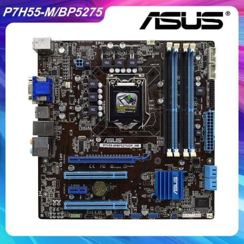 P7H55-M/BP5275/DP_MB For Asus LGA 1156 Intel H55 Motherboard Support dual channel DDR3 memory USB2.0 Original Used Motherboard