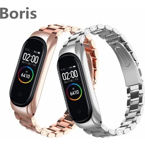 Metal Stainless Steel Wristband For Xiaomi Mi Band 3 4 Gold Silver Fashion Watchband Bracelet Replacements Strap For Mi Band 3 4