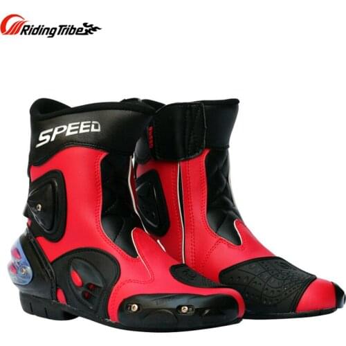 Motorcycle Racing Boots Pro-Biker Speed A004 super Leather Motorbike Motocross Road Riding mid-calf Boots moto shoes