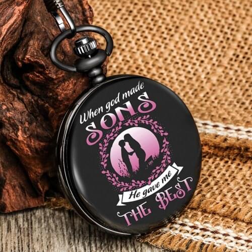 Mens Portable Pocket Watch He Gave Me The Best Digital Clear White Dial Thick Chain Necklace Best Anniversary Present For Son