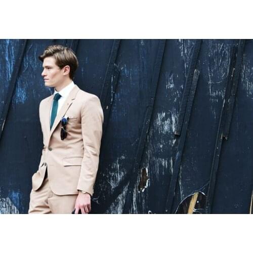 2019 Custom Made Khaki Men Suit For Wedding Groom Prom Mens Suits Mans Terno Masculino Blazer 2pieces ( Jacket+Pant+Tie)