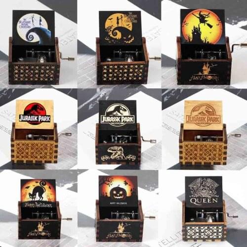 New Jurassic Park Music Box Wooden Hand Crank Halloween Music Christmas Gift Birthday Gift New Years Gift Dropshipping