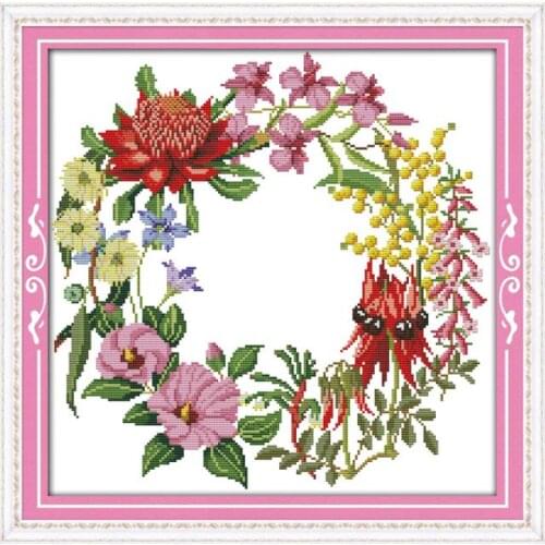 Garland cross stitch kit flower 14ct printed fabric canvas stitching embroidery DIY handmade needlework