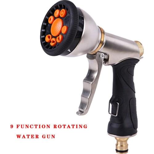 9 Function Water Gun Head Spray Car Wash Pure Copper Home Adjustment Shower Water Gun Zinc Alloy High Pressure Water Gun Head