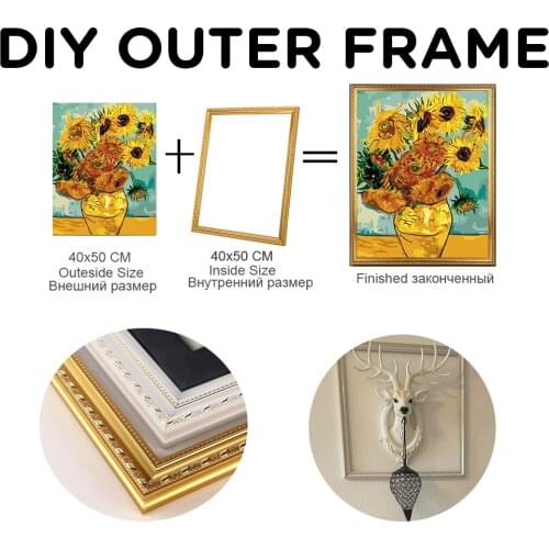 New DIY Outer Frame VIintage Picture Frame Luxury Wood Photo Frame For Oil Canvas Painting Wall Art Home Decor 3 Colors Sale