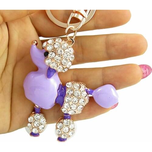 Lovely Fashion Charm Crystal Dog Keychain Alloy Key Rings For Women Alloy Purse Bag Key Chain Car Key Holder Pendant Woman