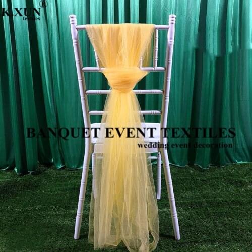 Wholesale Price 10pcs Tutu Fabric Chair Sash Tie Bow Out Door Chiavari Chair Wedding Event Party Banquet Decoration
