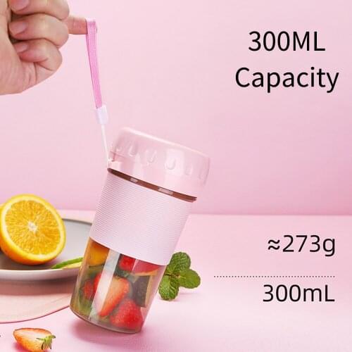 Portable Juicer Cup USB Juicer Cup Blender for Smoothies and Shakes 300ML Fruit Mixing Machine Detachable Cup Rechargeable Tool