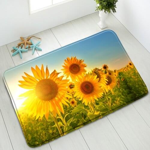 Flower Plant Anti-Slip Bath Mats Sunflower Natural Scenery Bedroom Kitchen Doormat Indoor Floor Foot Pad Absorbent Home Carpet