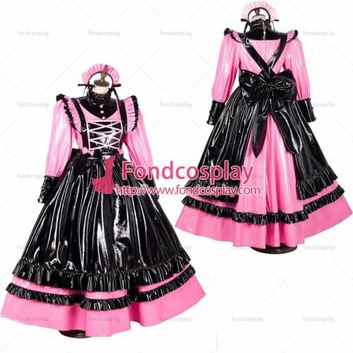 Lockable Sissy maid PVC vinyl long dress Uniform cosplay costume Tailor-made[G1788]