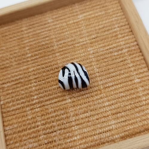 925 Silver Zebra Stripes Love Charm Black and White Enamel Beaded High Quality Jewelry