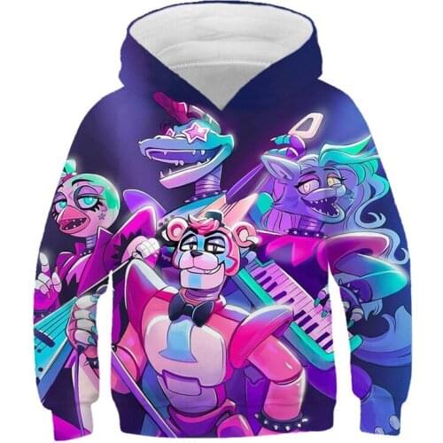 Girl Hoodie Autumn Anime Freddy Five Nights Pattern 3D Printing Sweatshirt Sweater Polyester Long Sleeve Baby Clothes 4-14 Years