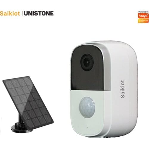 Saikiot Tuya Smart 2MP 1080P 6700mAh Battery 3W Solar Powered Camera Waterproof with Magnetic Bracket PIR Motion Detection