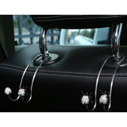 Universal Car Seat Back Hook With Stainless Steel Hook Diamond-studded Strawberry Car Seat Back Hook Auto Interior Accessories