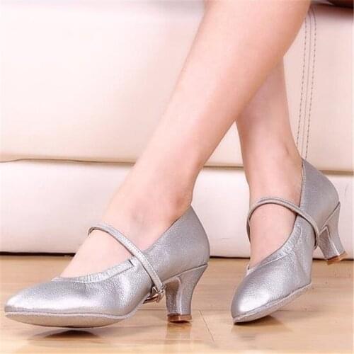 Women Professional Dancing Shoes Ballroom Dance Shoes Ladies Latin Dance Shoes Heeled Plus Size pu leather sandals