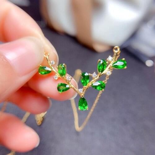 KOFSAC Female Shiny Green Crystal Branches Water Droplets Leaves Necklace Fashion Gold Color Antlers Pendant Women Jewelry Gift