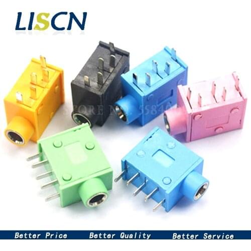 10Pcs PJ215 PJ325 3.5mm Five colours Stereo Headphone Connector Adapter Power Plug Audio Video Jack Socket Plug PJ-215 DIP5