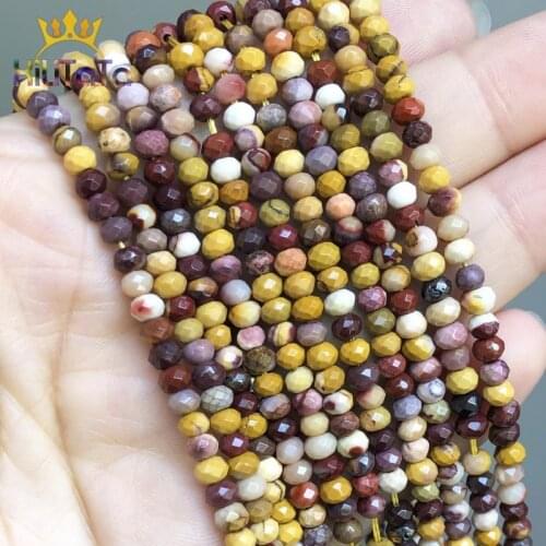 2*4mm Natural Genuine Faceted Stone Beads Mookaite Rondelle Round Loose Beads For Jewelry Making DIY Bracelet Ear Studs 15