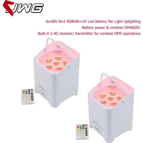 2pcs/lot 6x18W RGBWA UV 6in1 LED Uplight Battery Wireless Par Light DMX/IR Remote DMX Uplighting DJ Wash Disco
