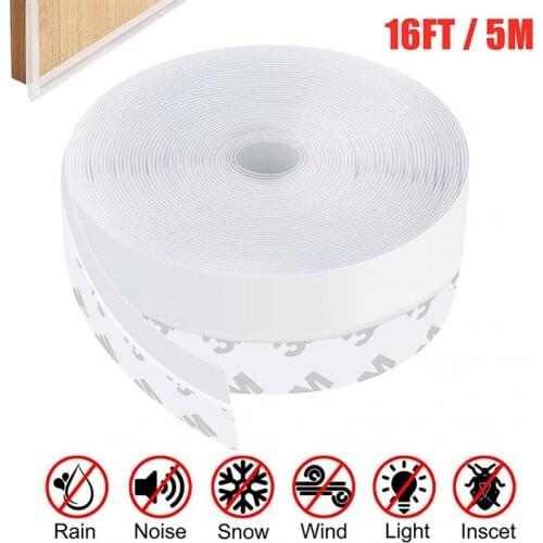 5M Door Seal Strip Self-adhesive Glass Door Window Sealing Strip Window Door Bottom Seam Waterproof Soundproof Silicone Strip