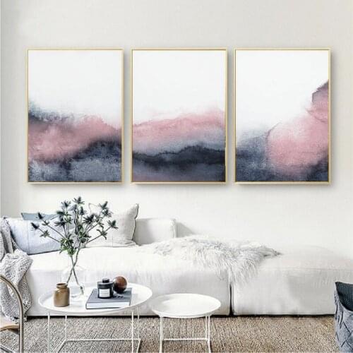 Pink Blue and Grey Abstract Art Canvas Painting Bedroom Wall Decor Nordic Posters and Prints Wall Pictures for Living Room Home