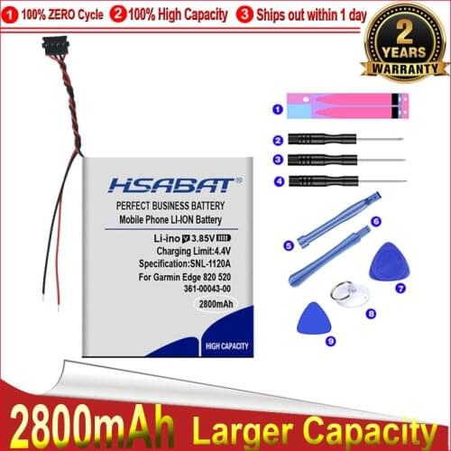 HSABAT 0 Cycle 2100mAh Battery for Garmin Edge 820 Edge 520 200 205 500 Edge 520 plus 361-00043-00 GPS 010-01626-02 361-00043-01