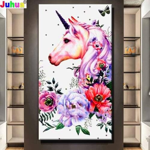 50x100cm Diamond Embroidery Unicorn Flowers,5D,Diamond Painting Cross Stitch,3D,Diamond Mosaic,Life Decoration,Christmas Gifts