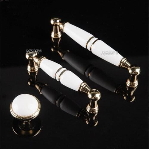 Diamond Drawer Kitchen Pulls European Fashion Gold White Zinc Alloy and Ceramic Cabinet Cupboard Hardware Door Furniture Handle