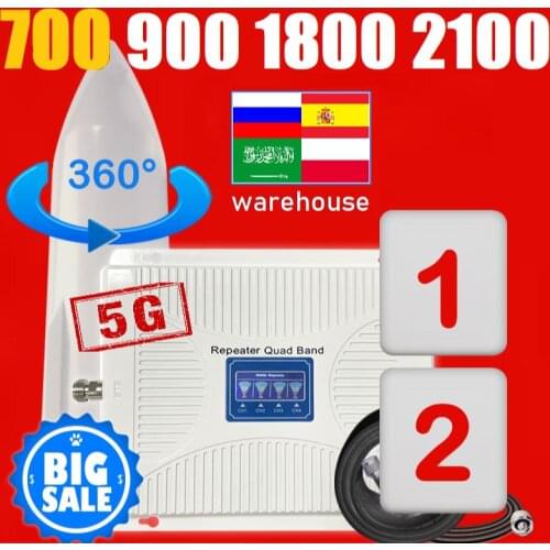 B28 700MHZ New 5G 4G plus LTE + 4 band universal Cellular Amplifier signal Booster Repeater 900 1800 2100 France Italy Spain UK