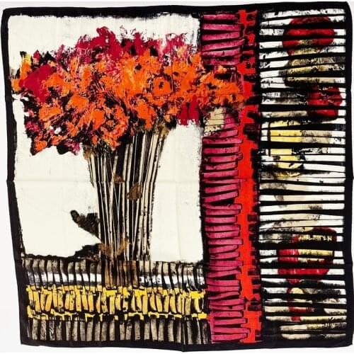 SCARFIGO 80*80CM Big Square Silk Scarves For Women Flower Printing Shawls Hijab