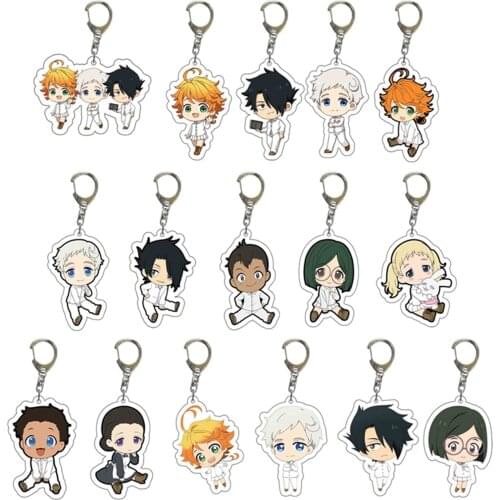 The Promised Neverland Keychain Emma Norman Ray Kawaii Anime Figures Acrylic Pendant Key Chain Llavero Gift For Fans