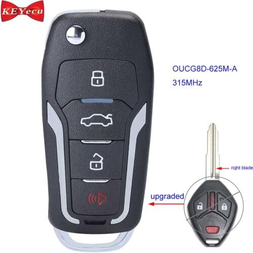 KEYECU for Mitsubishi i-MiEV Outlander Lancer GTS Modified Remote Key Fob OUCG8D-625M-A 315MHz Right Blade With/ Without Leather