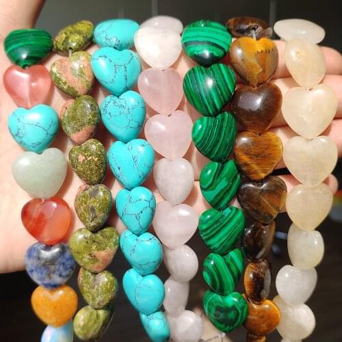 Natural Stone Bead 16x15x7mm Malachite Howlite Heart Shape Loose Beads for Jewelry Making DIY Bracelet Necklace Accessories