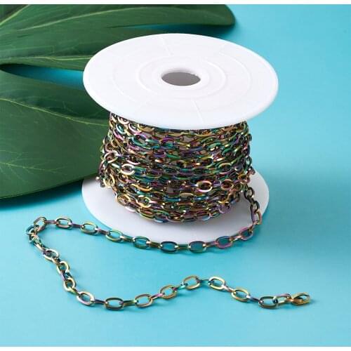 5m/roll Plating Stainless Steel Chains Rainbow Color Necklaces Bracelets For DIY Chain Jewelry Making Components