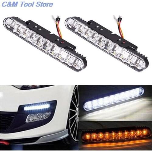 2Pcs DRL Daylight Lamp With Turn Lights Fog Light 30 LED Car Daytime Running Light Indicator White Amber 12V 12W